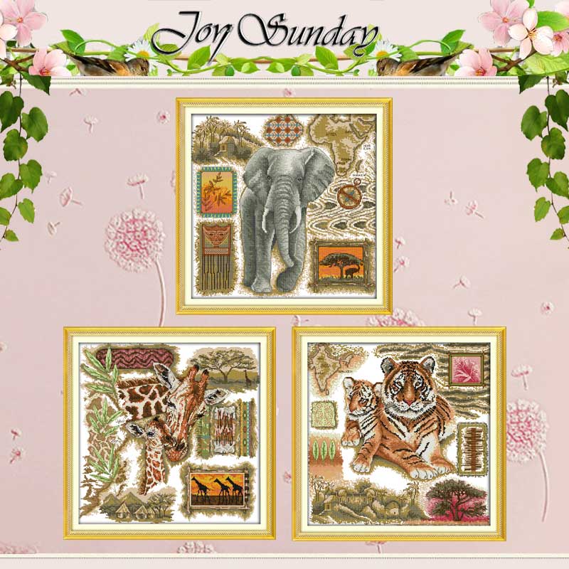 Embroidery Kurta Men - Africano Animali Contati Punto Croce 11