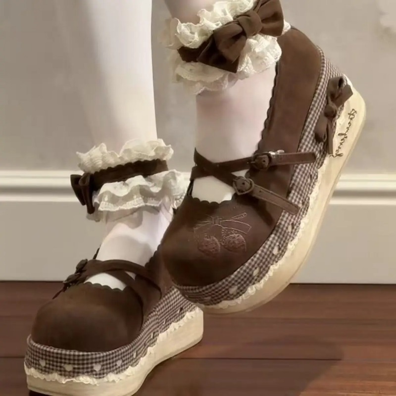 Embroidery Canvas - Scarpe con tacco alto Lolita con