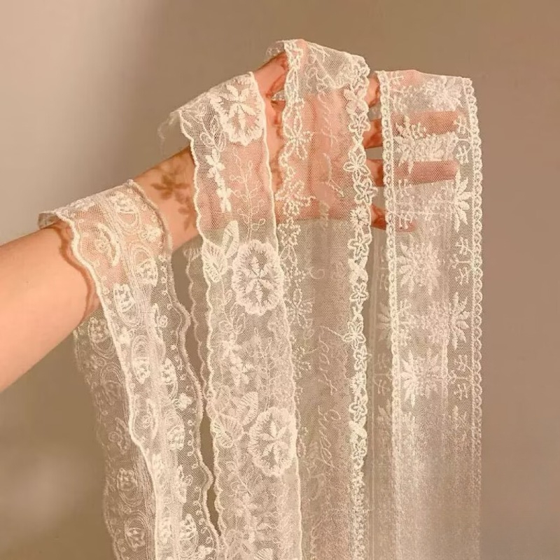 Embroidery Premium - Nuovo Sciarpa Lunga Nera e Bianca